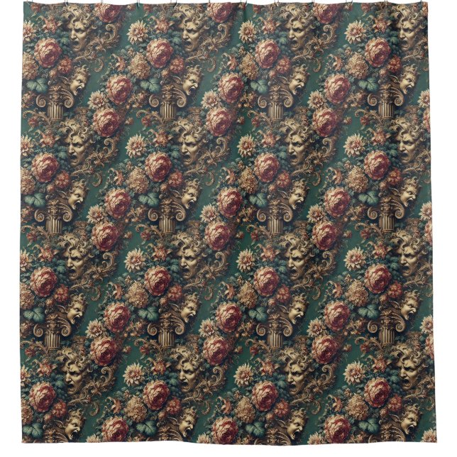 Deranged Decadence – Gothic Victorian Floral  Shower Curtain (Front)