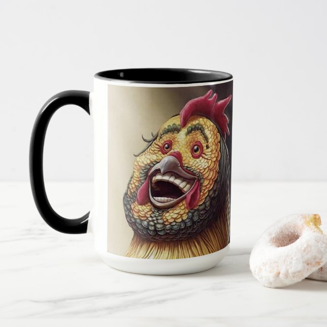 Deranged Rooster Coffee Mug (With Donut)