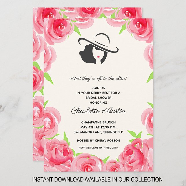 Derby Bridal Shower Wear a Hat Invitations (INSTANT DOWNLOAD available in our collection to send your invitations digitally.)
