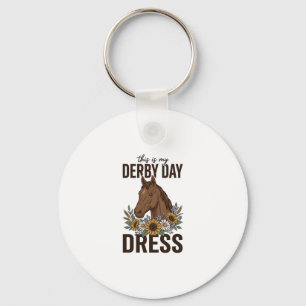 Derby Day Dress Vintage Horse Floral Shirt Design Key Ring