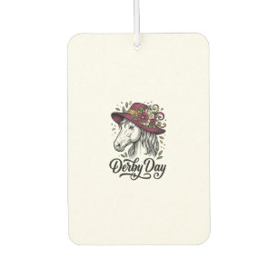 Derby Day Floral Horse Hat Vintage Engraving Desig Car Air Freshener