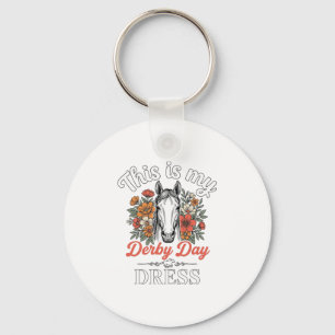 Derby Day Horse Floral Vintage Dress Shirt Design Key Ring