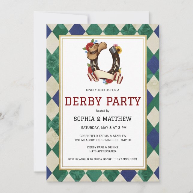 Derby Day Horse Racing Party Invitation (Front)