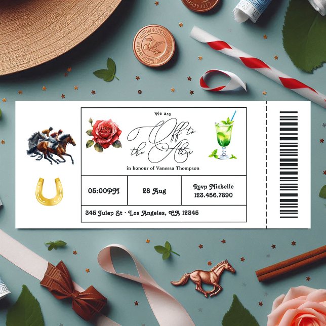 Derby Day "Off to the Altar" Bridal Shower Ticket Invitation (Derby Day "Off to the Altar" Bridal Shower Ticket Invitation)
