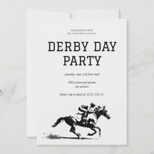 Derby Day Party Invitation Black & White Horse R