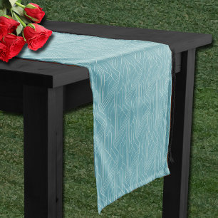 Derby Day Party Ivory Pattern Turquoise Short Table Runner