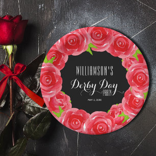 Derby Day Red Roses Paper Plate