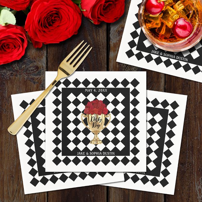 Derby Day Trophy and Roses Napkin (Derby Day Trophy and Red Roses Party Cocktail Napkins)