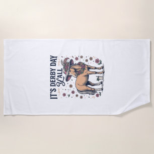 Derby Day Y’all Horse Floral Hat Beach Towel