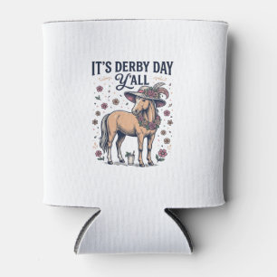 Derby Day Y’all Horse Floral Hat Can Cooler