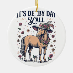Derby Day Y’all Horse Floral Hat Ceramic Tree Decoration