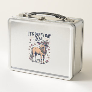 Derby Day Y’all Horse Floral Hat Metal Lunch Box