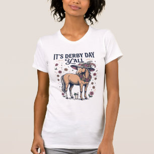Derby Day Y’all Horse Floral Hat T-Shirt