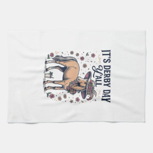 Derby Day Y’all Horse Floral Hat Tea Towel