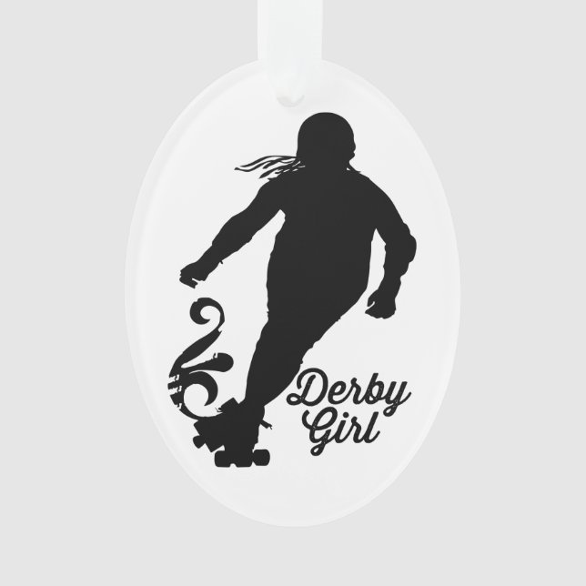 Derby Girl Silhouette, Roller Derby Skating Ornament (Front)