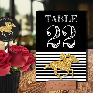 Derby Gold Racehorse on Stripes Table Number