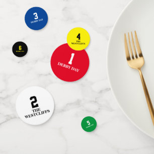 Derby Horse Race Numbers 1 - 6 Colourful Custom Confetti