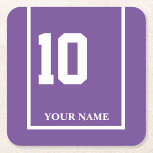 Derby Horse Race Purple 10 Personalised Square Paper Coaster
