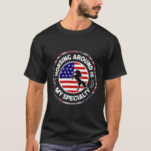 Derby Horse Race Racing Love Jockey Fun Usa Flag T-Shirt