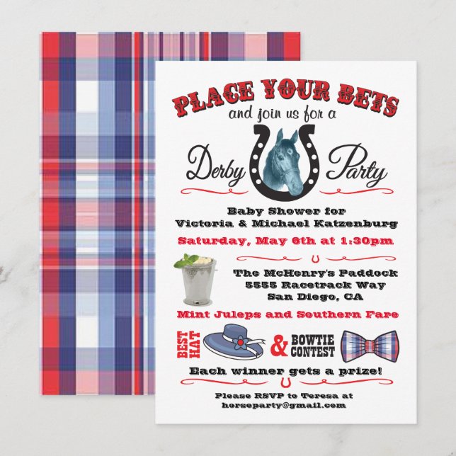 Derby Horse Racing Baby Shower invitation (Front/Back)