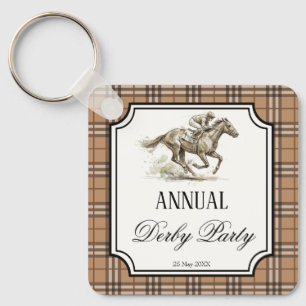 Derby horse racing elegant gingham party gifts key ring