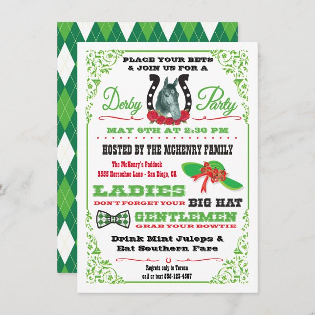 Derby Horse Racing Party invitation (Front/Back)