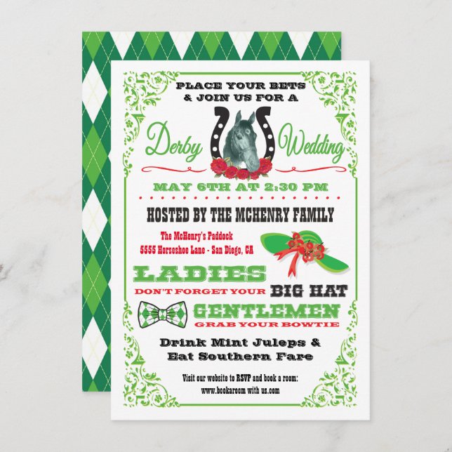 Derby Horse Racing Party invitation (Front/Back)