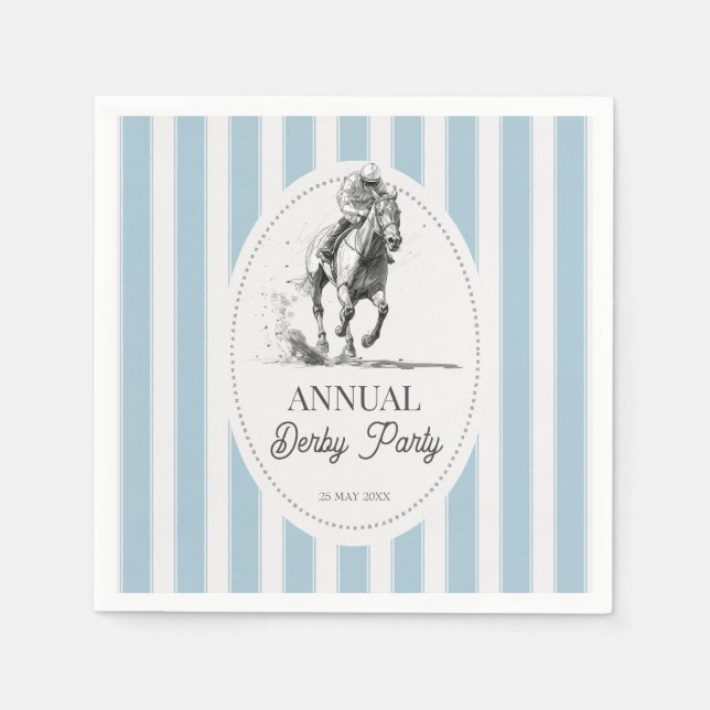 Derby horse racing party retro stripes monogrammed napkin (Front)