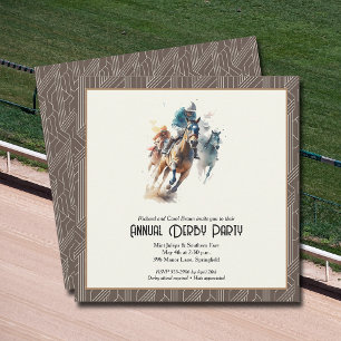 Derby Horses and Jockeys Brown Party Invitation