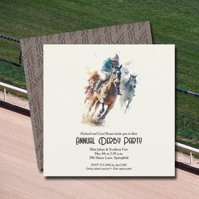 Derby Horses and Jockeys Party Invitation (Racehorses and Jockeys Derby Party Invitations - INSTANT DOWNLOAD and/or PRINTED or both!)