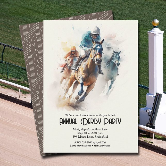 Derby Horses and Jockeys Party Invitation (Racehorses and Jockeys Derby Party Invitations - INSTANT DOWNLOAD and/or PRINTED or both!)