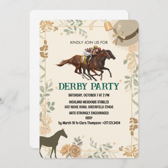 Derby Invitation Elegant Race (Front/Back)