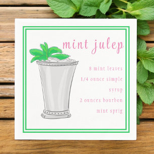 Derby Mint Julep Bar Recipe Border  Napkin