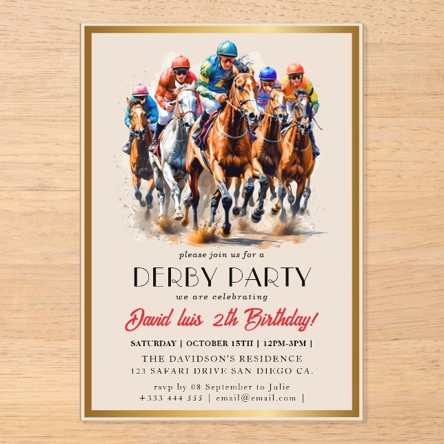 Derby party acrylic invitations (Front)