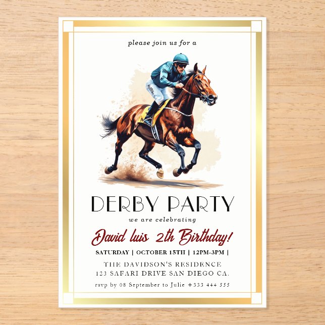 Derby party acrylic invitations (Front)