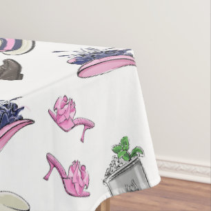 Derby Party Attire Mint Julep Horseshoe  Tablecloth