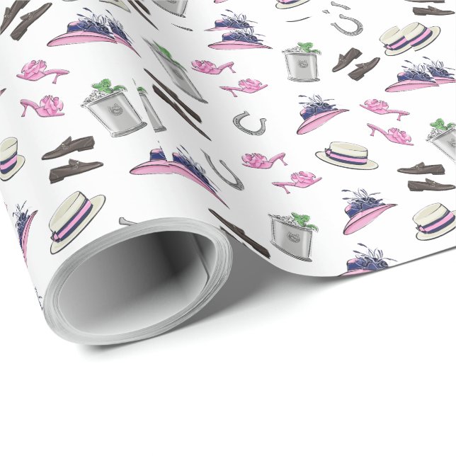Derby Party Attire Mint Julep Horseshoe  Wrapping Paper (Roll Corner)
