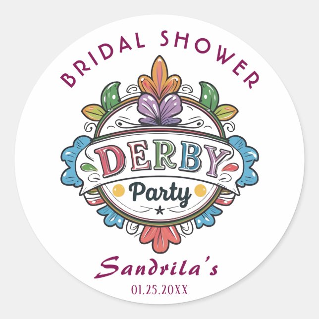 DERBY PARTY CLASSIC ROUND STICKER (Front)