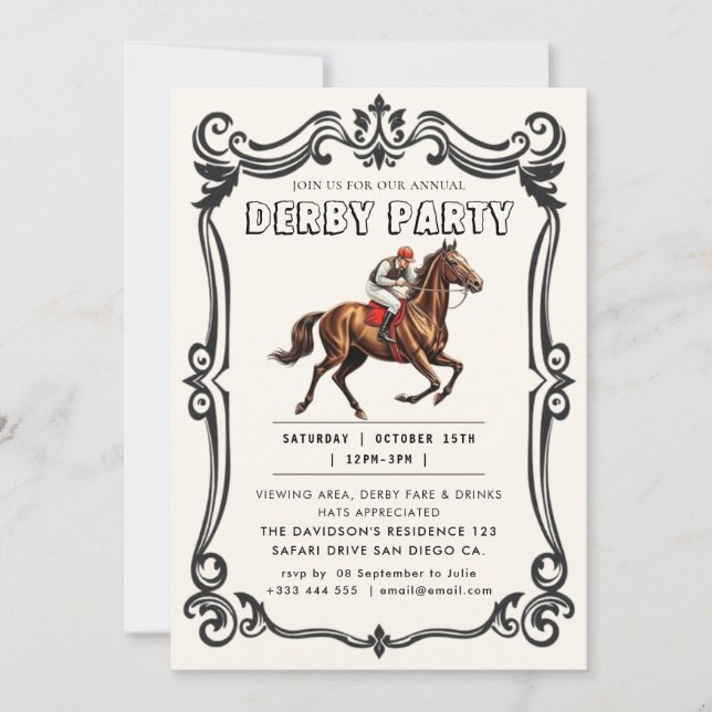  Derby Party Equestrian Invitation (Front)