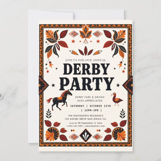  Derby Party Equestrian Invitation (Front)