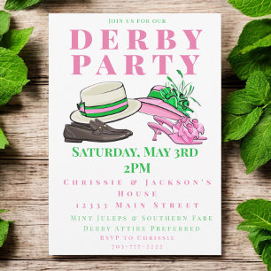 Derby Party Fancy Hats Shoes Fashion Preppy Invitation