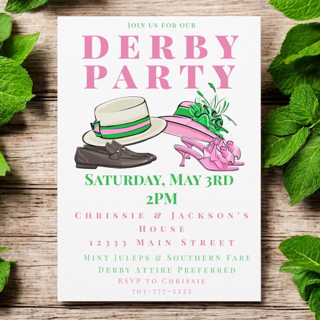 Derby Party Fancy Hats Shoes Fashion Preppy Invitation (Creator Uploaded)
