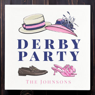 Derby Party Hats Shoes Fashion Preppy Navy Napkin