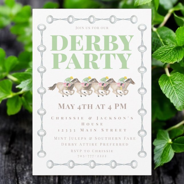 Derby Party Horses Racing Watercolor Invitation (Creator Uploaded)