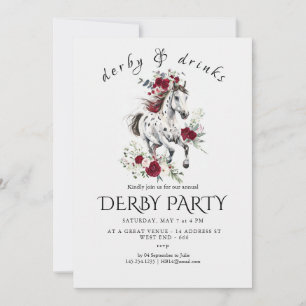 Derby Party Invitation – Floral Horse Head with Ro