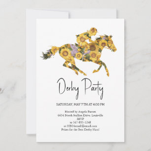  Derby Party Invitation – Floral Horse Head with S