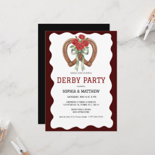 Derby Party Invitation Rustic Horseshoe Roses
