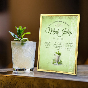 Derby Party Mint Julep Bar Cart Recipe Menu Sign
