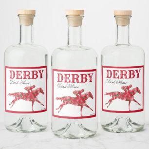 Derby Party Red Roses Drink Liquor Bottle Label
