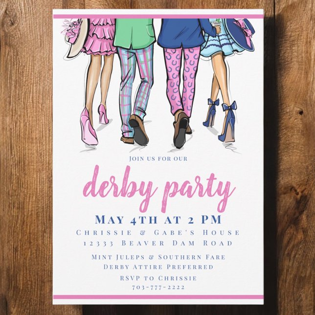 Derby Party Stylish Couples Preppy Horse Racing  Invitation (Creator Uploaded)